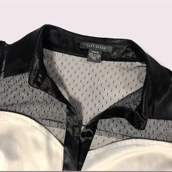 🌟SALE 2/$10.00‼️ SUZY SHIER Women’s White/Black Silk sleeveless blouse size M - Picture 6 of 7